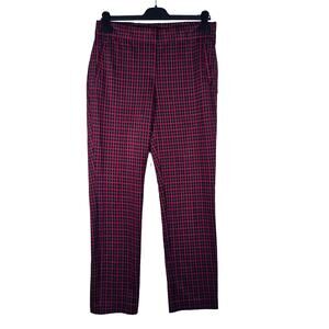 J.Jill Slim Leg Ponte Pants Size Small Red Black Plaid Checks Pockets